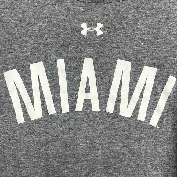 Under Armour Heat Gear Charged Loose Fit Gray Short Sleeve Miami T-Shirt Small - Picture 3 of 8